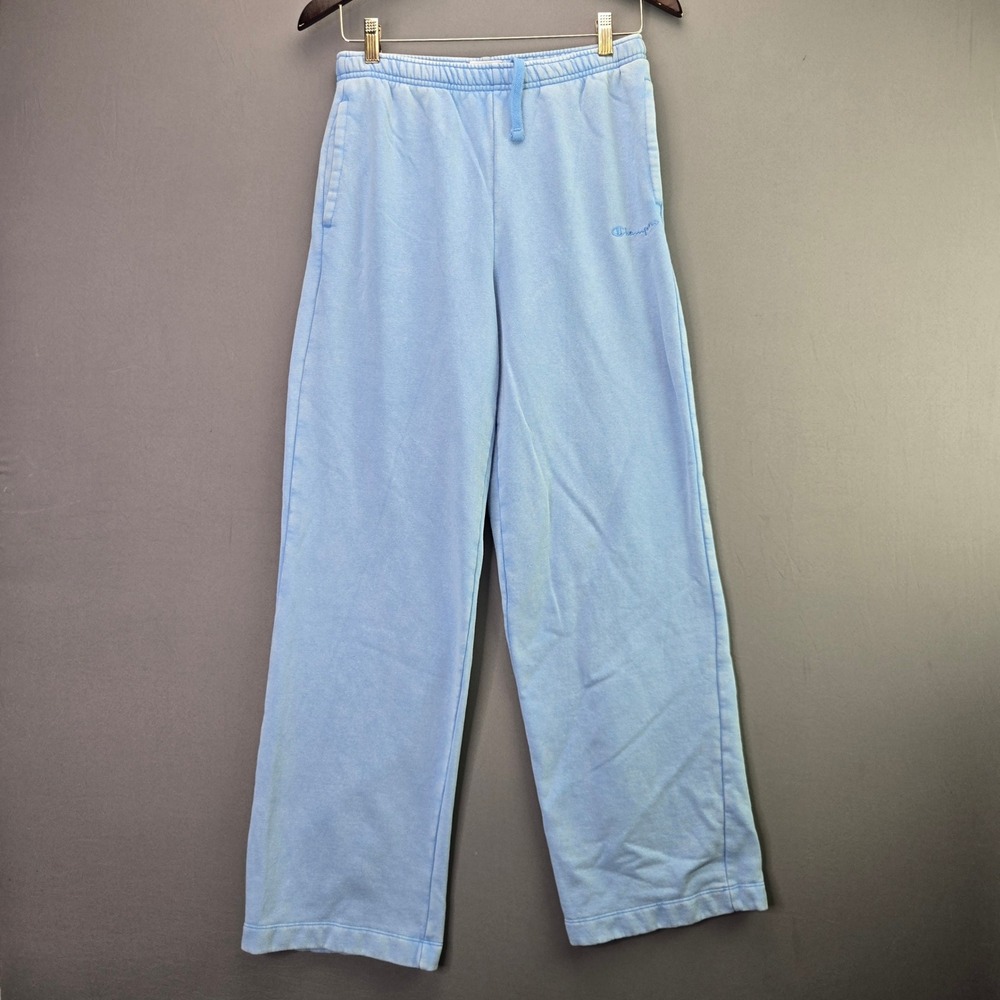 Champion Sweatpants Wide Leg Fleece Joggers XS Blue Elastic Waist Pockets
